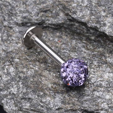 Detail View 1 of Multi-Gem Sparkle Ball Steel Labret-Tanzanite